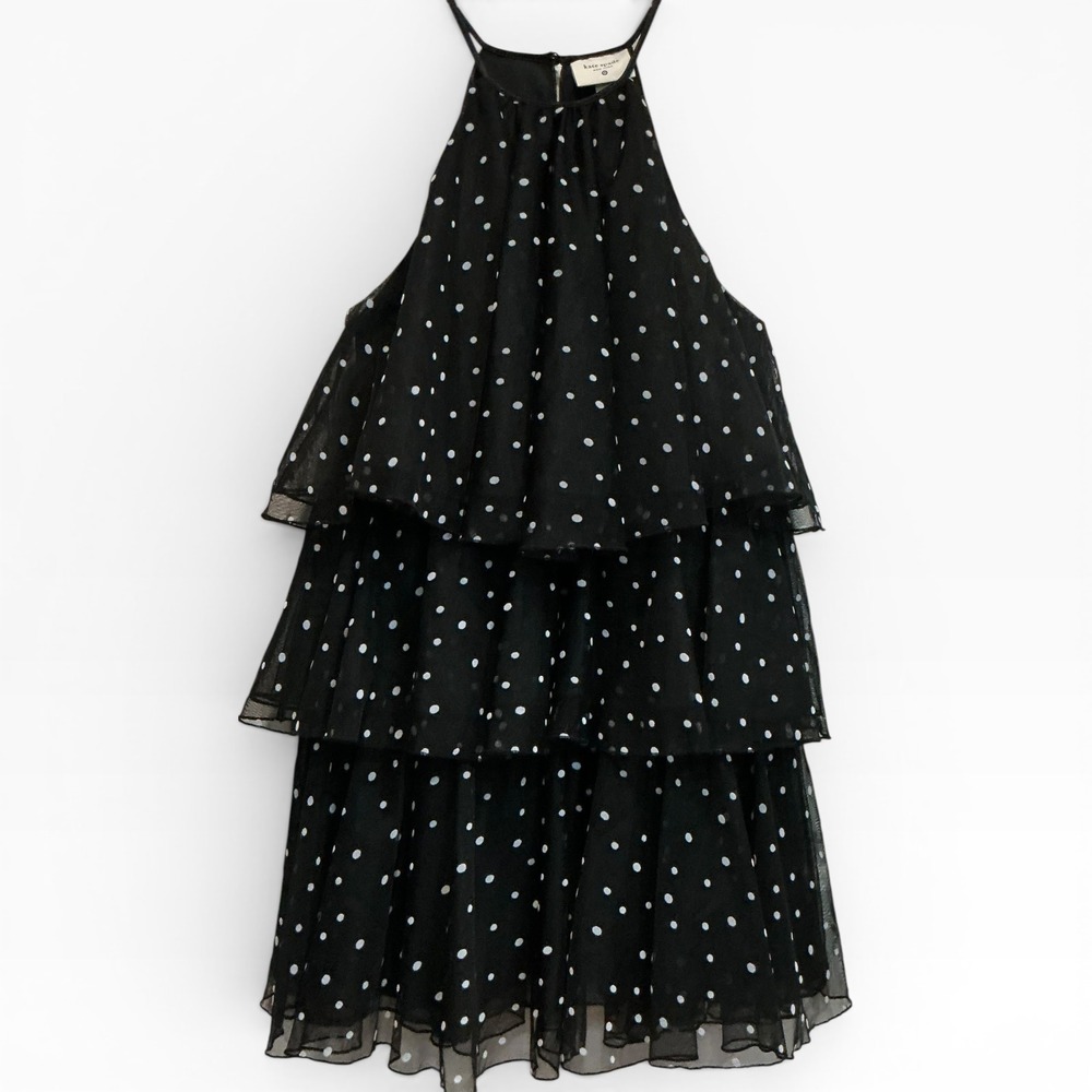 NWT Kate Spade New York Target Black Polka Dot Tiered Tulle Ruffle Mini Dress S